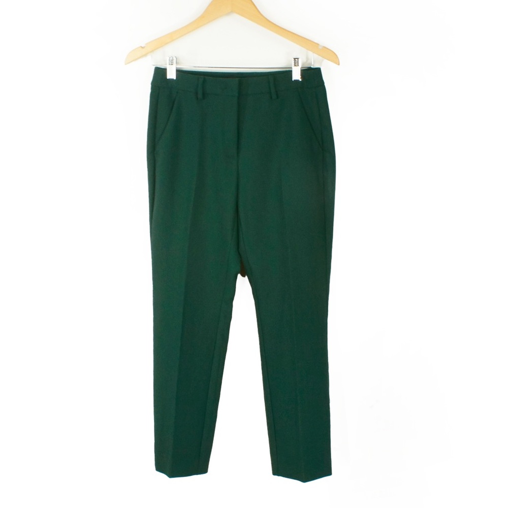 Weekend Max Mara Green High Waist Cigarette Stretch Trouser Pants